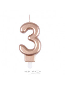 BOUGIE CHIFFRE 3 ROSE GOLD