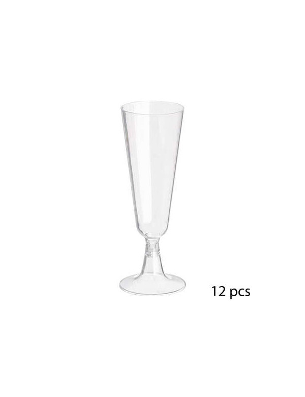 Lot de 12 flûtes à champagne jetables en plastique 15cl transparent